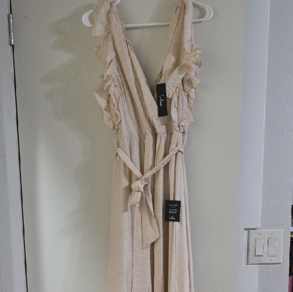 Lulu's Cream Halter Maxi Dress for Weddings